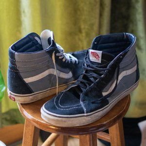 Vans Sk8Hi Black & Blue Suede - size 13M